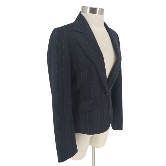 Club Monaco Blazer Wool Gray Pinstripe Long Sleeve 1 Button Career Jacket 4 - Picture 3 of 7